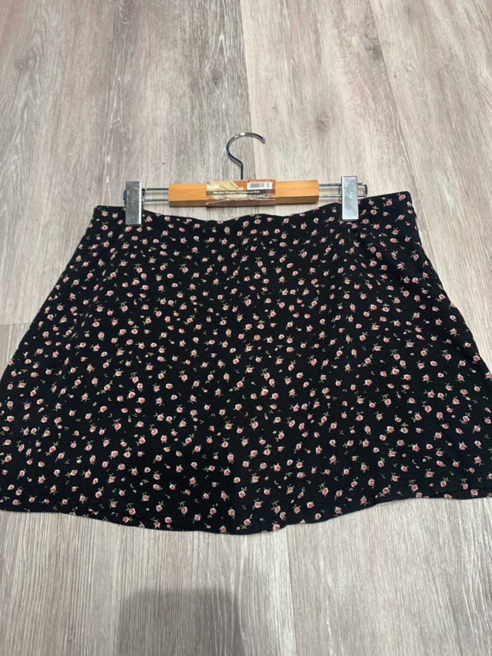 Garage Black Skater Skirt with Pink Floral Print